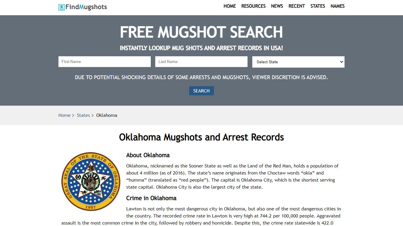 Find Oklahoma Mugshots - Find Mugshots