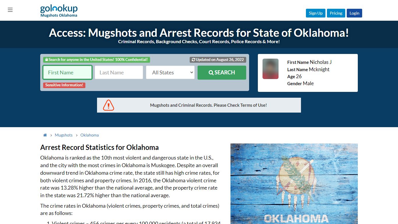 Mugshots Oklahoma, Oklahoma Mugshots, Oklahoma Arrest Records - GoLookUp